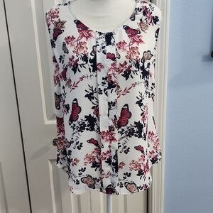 Laundry By Shelli Segal White and Pink Floral Blouse